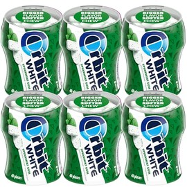 Orbit Gum White Spearmint Gum, 40 Piece Bottle (Pack of 6), Sugar Free Chewing Gum