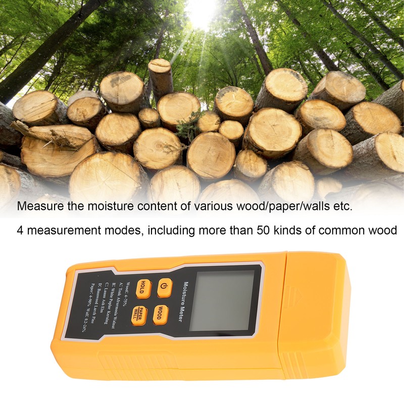Wood Moisture Meter Humidity Tester Pin Type Large LCD Display