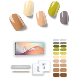 Osesshia Semi Cured Gel Nail Strips, 20 pcs Nail Wraps, Glaze Gel Nail Stickers, Salon Quality French Manicure, Full Decal Gel Polish Strips, Long Lasting SCG, Easy on, UV Required (Earth Tone)