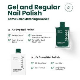Beetles Gel Nail Green 2Pcs 15ml Gel Polish and Fast Dry Nail Polish Fall Forest Green Collection Air- Drying & Long Lasting Nail Polish and Soak Off Uv Led Gel Art Effect for Nail Salon DIY Manicure