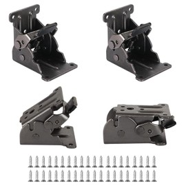 DUOCIYUAN Folding Hinge with Locking 4 Pieces Table Legs Foldable 0-90 Degree Self-Locking Folding Hinge Support Bracket Folding Console with Screws for Table Bed Cabinet Hinge (Black)