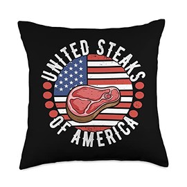 BBQ Grilling Gifts American BBQ Grill United Steaks of America BBQ Grilling Throw Pillow, 18x18, Multicolor