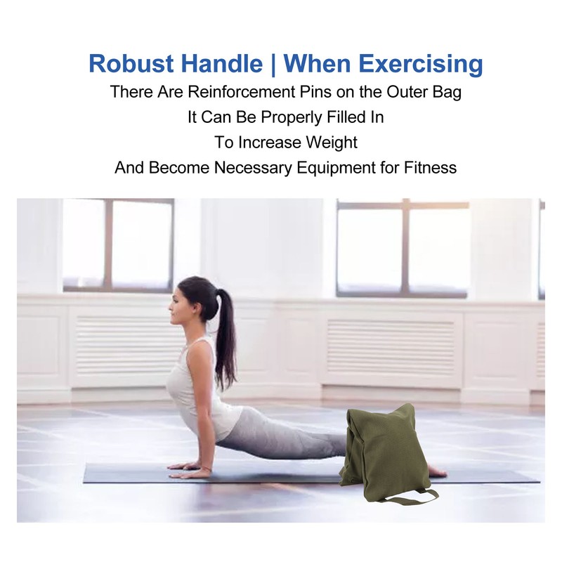 Military Green Yoga Sand Bag with Handle Portable Fillable Yoga
