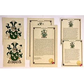 Coat of Arms and Last Name History Print Set (2 Pack)
