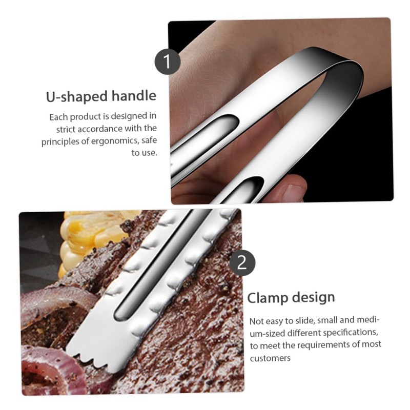 Ipetboom Stainless Steel Steak Tongs with Ergonomic Handle Practical Food