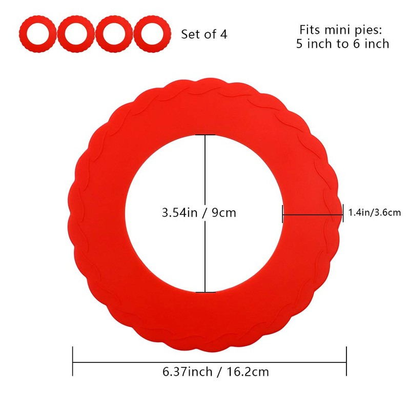WYBG 4 Pcs Mini Pie Crust Shields, Silicone Pie Pan