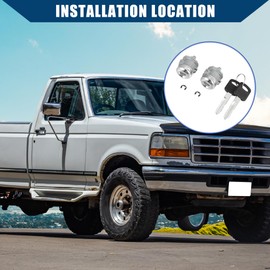 Hihaha NO. 7C3Z1521990A Door Lock Cylinder Set W/ 2 Keys for Ford F150 F250 F350 F450 Explorer Expedition for Ranger E150 E250 E350 / Left Right Door Lock Tumbler/Durable / 1 Pair