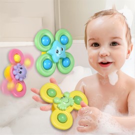 TLHWIN Pack of 3 Suction Cup Toy Children, Bath Toy Spinner, Sensory Toy for Baby, Suction Cup Spinner Toy, Bath Toy Babies Over 1 Year Old