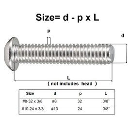 50Pcs #6-32x3/4 Button Head Socket Cap Screws Bolts, Stainless Steel 18-8 (304), Bright Finish, Fully Threaded, Allen Socket Drive