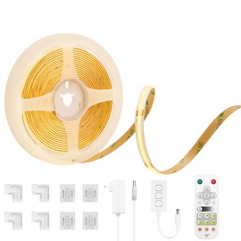 Aikeoulighting COB LED Strip Kit, 32.8ft/10m Dimmable 2700K Warm White Tape Light, 24V/4800 LEDs/CRI90+ with 8pcs Connectors, Work with Alexa/Google Assistant for Bedroom TV Backlight DIY Lighting