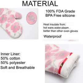 xt Oven Mitts Set of 2 Pcs with Transparent Clear Silicone Shell and Cotton Lining, Heat Resistant to 500 F Kitchen Oven Gloves Pot Holder for Cooking, Barbecue Cooking Baking, BBQ