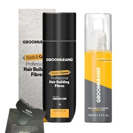 Hair Fibres GROOMARANG Keratin Hair Building Fibres for Thinning Hair - Instantly Conceals Thinning Areas for Fuller Thicker Hair - For Men & Women 28g + Hair Loss Lotion & Optimiser (Light Brown)