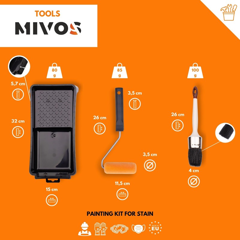 MIVOS Paint Set 4 Pieces - Paint Roller 10 cm