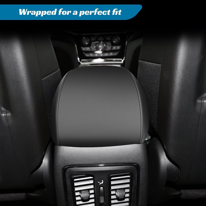 AOMSAZTO Armrest Covers for 2017-2020 Ford Fusion Black Leather