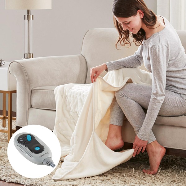 Beautyrest Foot Pocket Soft Microlight Plush Electric Blanket Heated Throw