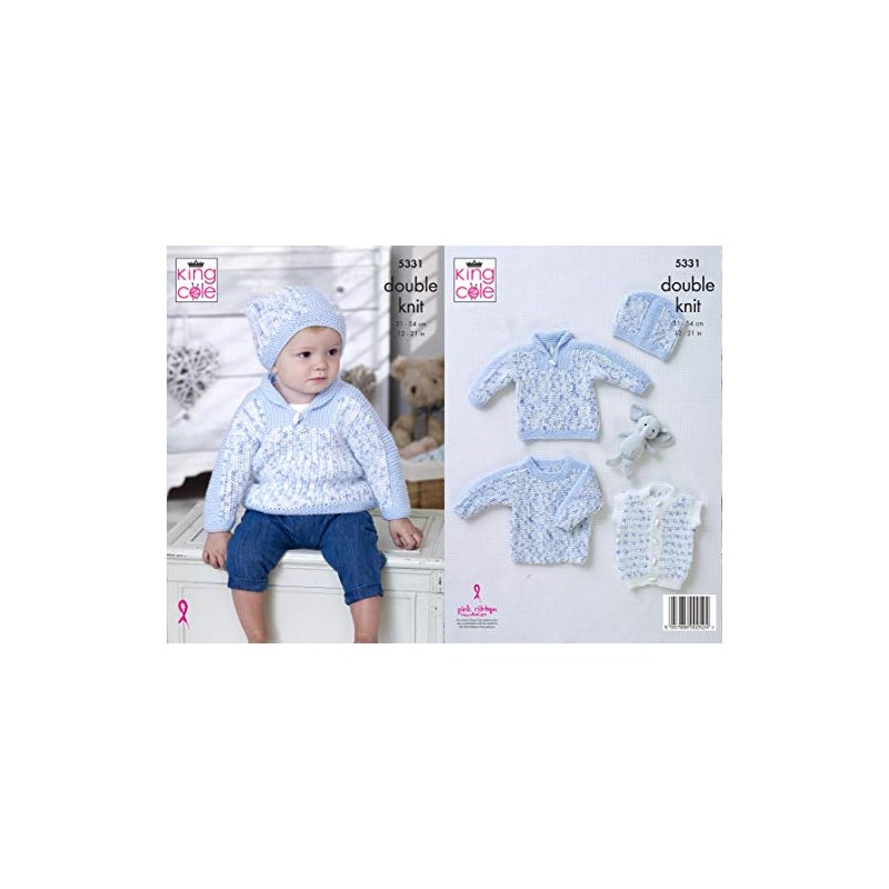 King Cole 5331 Knitting Pattern. Sweaters, Gilet & Hat in