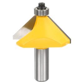 HARFINGTON 45 Degree Chamfer Router Bit 1/2 Inch Shank 1/2" Cutting Edge Carbide Tip with Bearing for Woodworking Milling Cutter Tool, Yellow
