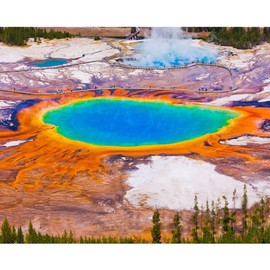 Colorful Yellowstone Paint by Numbers Kits 16x20 inch Grand Prismatic Spring Canvas DIY Oil Painting for Kids, Adults Beginner America National Park Paintwrtwork with Brushes, Girl Gift(Frameless)