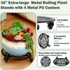 1 Pack 16 inches Extra-large Metal Plant Caddy with Wheels
