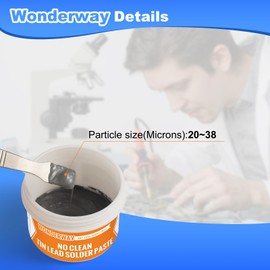 Sn63/Pb37 Solder Paste,T4 Particle, 183°C Melting, No-Clean Flux for Soldering, Supplied By Wonderway (2X100g)