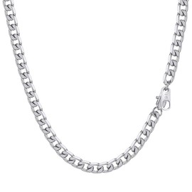 Stainless Steel Necklaces Rocker Cuban Link Chain Mens Jewelry Trendy Men Flat Chain Plain Necklace Chains