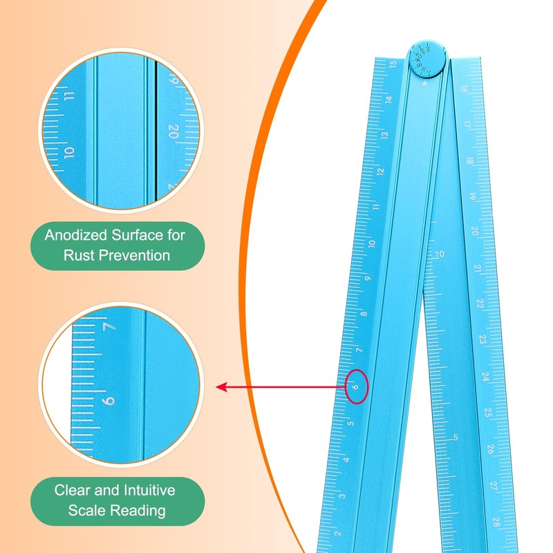 sourcing map Folding Straight Ruler 30cm Metric Aluminum Alloy Protractor