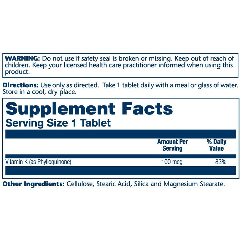 Vitamin K-1, 100mcg