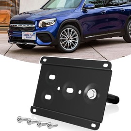 License Plate Holder Front License Plate Bracket No Drill Tow Hook Mount Anti-Theft Frame Compatible with Mercedes W204 C-Class W221 S-Class W166 ML-Class X247 GLB-Class C118 CLA-Class, etc