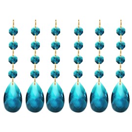 PATIKIL Teardrop Crystal Chandelier Pendants Beads, 6 Pack 120mm Length 38mm Chandelier Prisms Parts Ornaments Hanging Beads for DIY Arts Crafts Decoration, Sky Blue