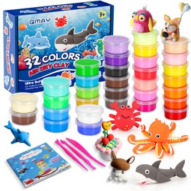 QMAY 32 Colors Air Dry Clay Kit – Ultra Light Magic Modeling Clay for Kids, DIY Craft Dough, Creative Art Supplies for Boys & Girls