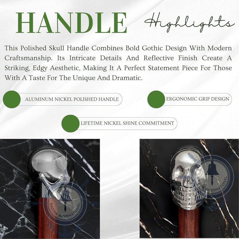 Nagina International's Premium Chromed Deluxe Walking Stick: 36-Inch Rosewood Cane