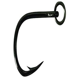 Mustad Hoodlum 5X Strong Live Bait Hook with Action Ring (6 Pack), Black/Nickel, Size 5/0