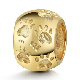 MATERIA by Matthias Wagner Charm Beads 925 Silver Animal Paw Pendant Ball for Women, Silver, No Gemstone