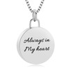 XSMZB Round Memorial Cremation Jewelry for Ashes Always in My