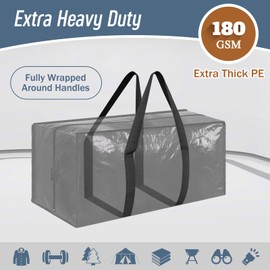 12 Pack Extra Heavy Duty Large Moving Bags with Strong Zipper & Comfortable Handles, Sturdy & Durable Clothes Storage Bags Totes Bins, Packing Moving Boxes for College Supplies, Black
