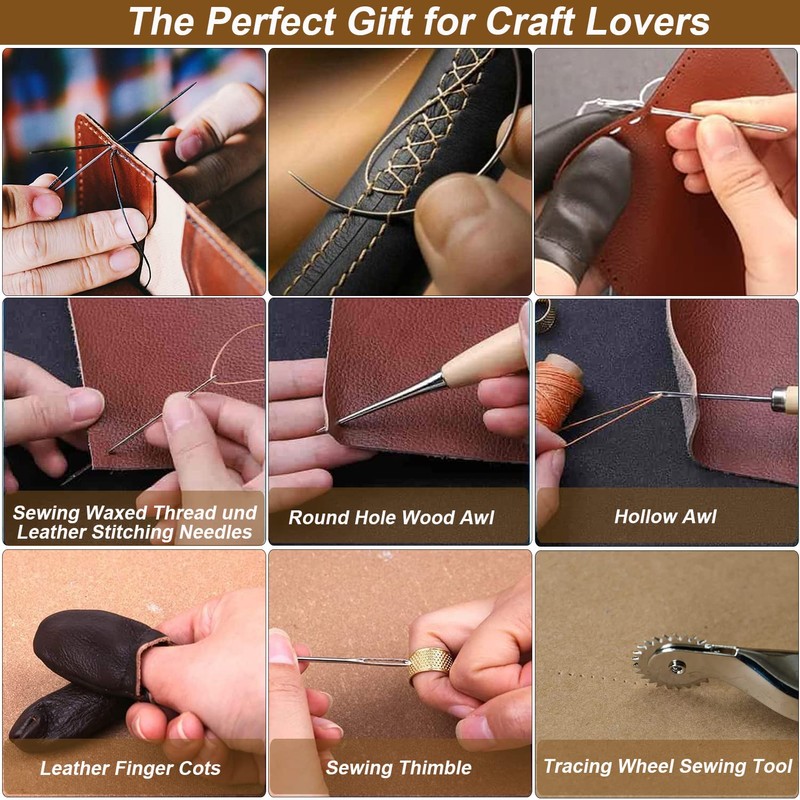 Leather Working Tools Kit, Leather Tool Set with Leather Groover,