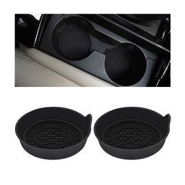 Bittwee 2PCS Car Cup Coaster, Silicone Vehicle Insert Water Bottle Mats Spill Holder, Non-Slip Waterproof Cup Holders, Automotive Interior Cup Pad Accessories, Universal for Most Cars（Black）