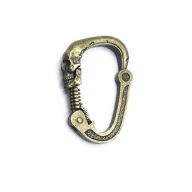 Skull Style Carabiner Clip with Articulated Cervical Column Clasp,Hiking Backpacking Snap Hook Buckle Clip，Stainless Steel Heavy Metal Skull Key Chain