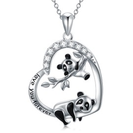 SOULMEET Sterling Silver Rabbit/Deer/Panda/Owl/Elephant Necklace Mother and Child Pendant Chain Animal Jewellery for Women Girls Animal Lovers, Metal, 3A zirconia