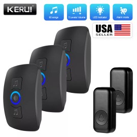 KERUI Wireless Doorbell KERUI Waterproof Door Chime Kit 3 Plug-in Receivers 2 Buttons