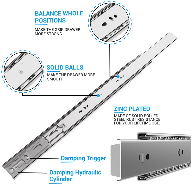 HOMANDS 14 Inch Soft Close Drawer Slides 6 Pairs (12pcs)
