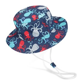 Hifot Baby Sun Hat Children's Sun Hat Baby UV Protection 50 Sun Hat Boy Summer Hat Beach Breathable Summer Hat Children Baby Hat Summer, Octopus