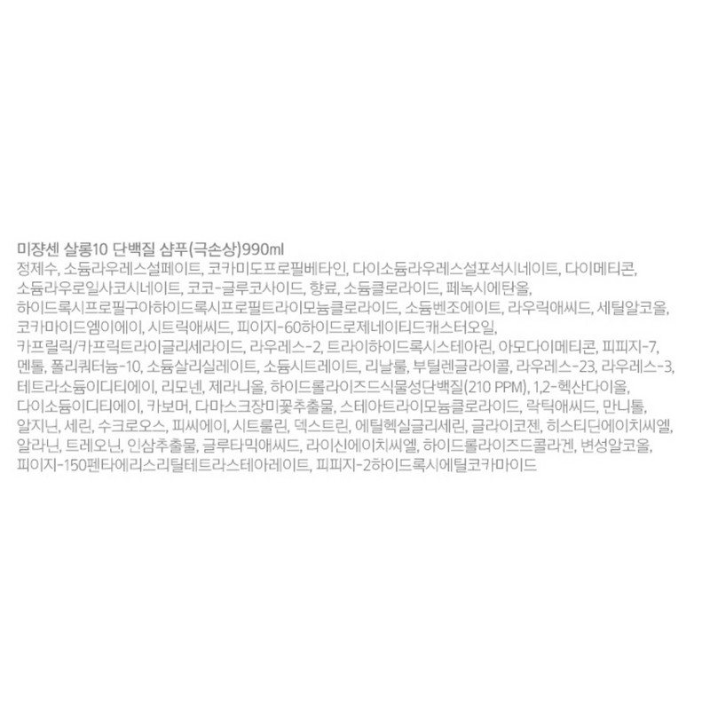 미쟝센 살롱 10 단백질 샴푸 극손상 모발용, 990ml, 1개 Mise