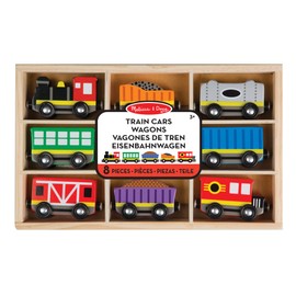 Melissa & Doug Wooden Train Cars 8 Piece Set | Magnetic Wooden Trains & Carriages | Wooden Toys for 3 Year Old Boy Gifts | Toy Train Set | Toddler Toy Train Cars for 3+ Year Old Boys & Girls 3 4 5 6