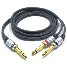 VITALCO 6.3 mm Stereo to 2x 6.3 Mono Jack Cable 5 m Large Jack Plug Stereo to 2x Male Large Insert Cable Audio Adapter