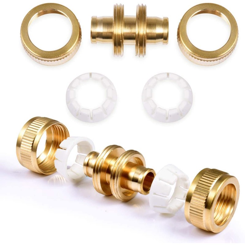 Hydrogarden 2 pc Brass Hose Repair Connector-Repair Connector, Quick Fix
