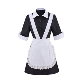 ZIUFVML Womens Cosplay Magenta Costume Rocky Horror Costume Magenta Maid Dress with Apron Full Set XS