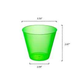 Party Essentials Hard Plastic 9-Ounce Party Cups/Old Fashioned Tumblers, 100 Count (Pack of 1), Neon Green