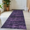 Siiloom 2x5 Purple White Modern Abstract Runner Rug for Hallways,