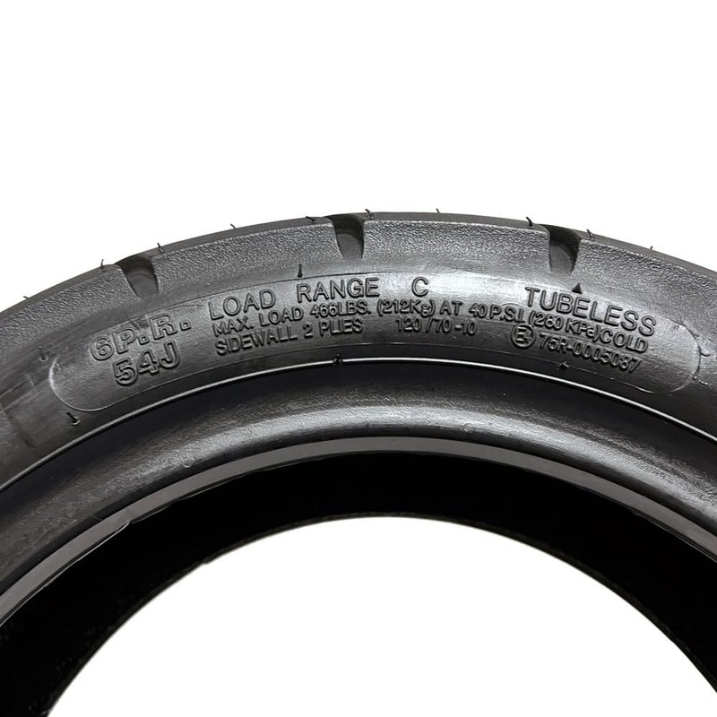MMG Set of 2 Tires 120/70-10 Tubeless Front/Rear Motorcycle Scooter